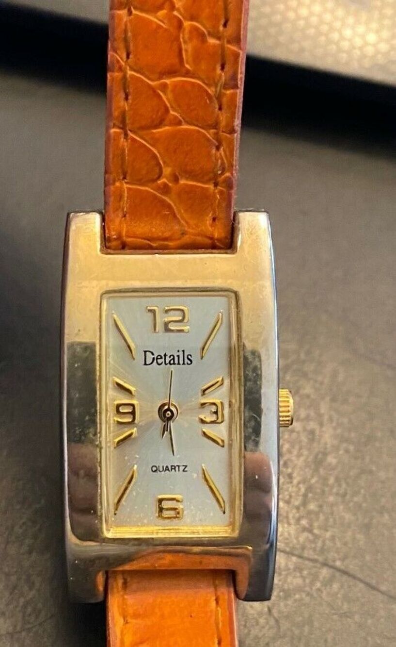 Women's 20mm Details Watch, Gold Tone with Tan Band, New Battery